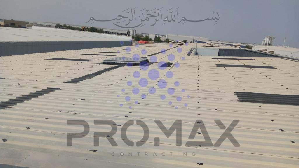 Emirates Glass Alquoz - metal roof waterproofing project by Promax in Dubai, UAE